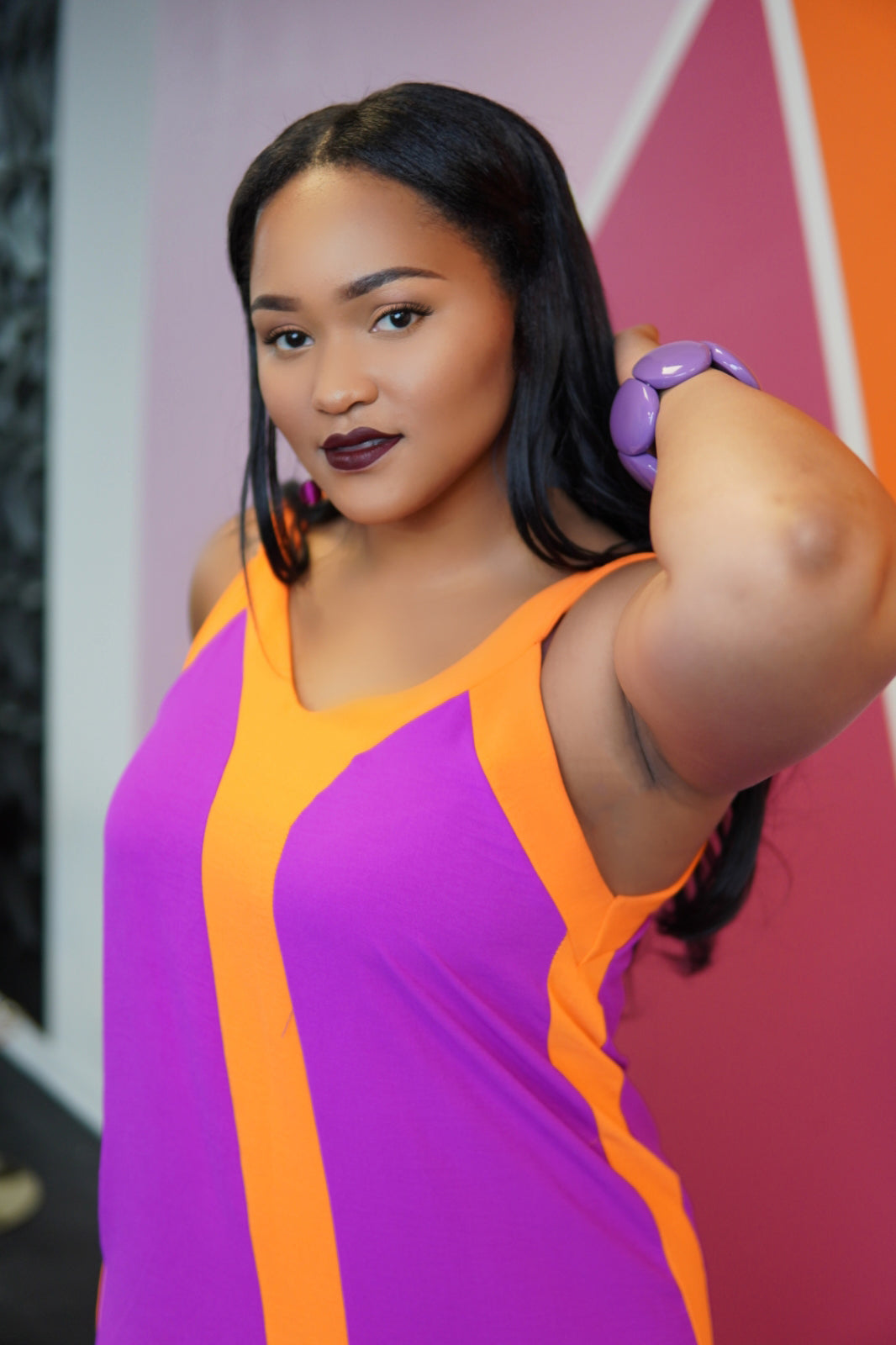 Orange Stripe Purple Tank Dress Orange Stripe Purple Tank Dress