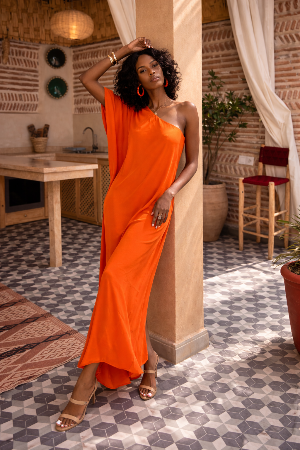 Burnt Orange One Shoulder Slouchy Maxi Dress Nina Cheyenne Burnt Orange One Shoulder Slouchy Maxi Dress Nina Cheyenne