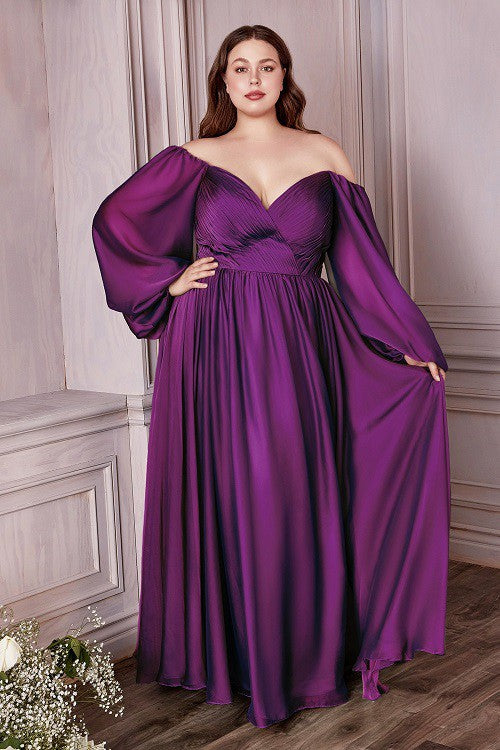 Amethyst Purple Off The Shoulder Chiffon Gown 18