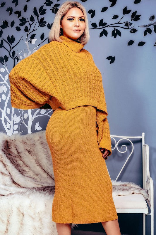 mustard yellow sweater dress Mustard Two Piece Sweater Dress Set – Nina Cheyenne