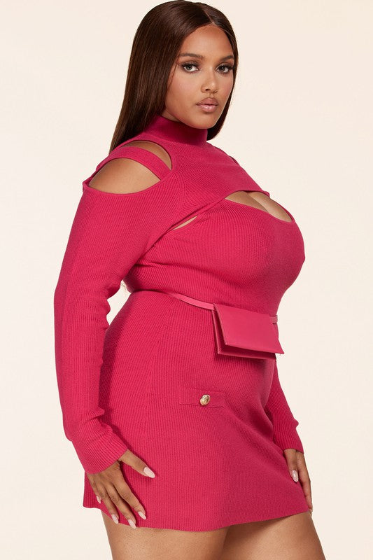 Hot Pink Cut Out Mini Dress 2X