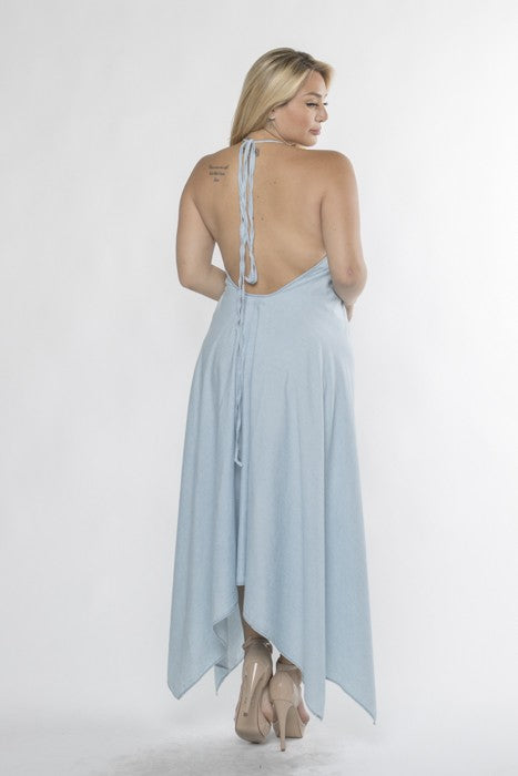 Denim Chambray Halter Maxi Dress – Nina Cheyenne