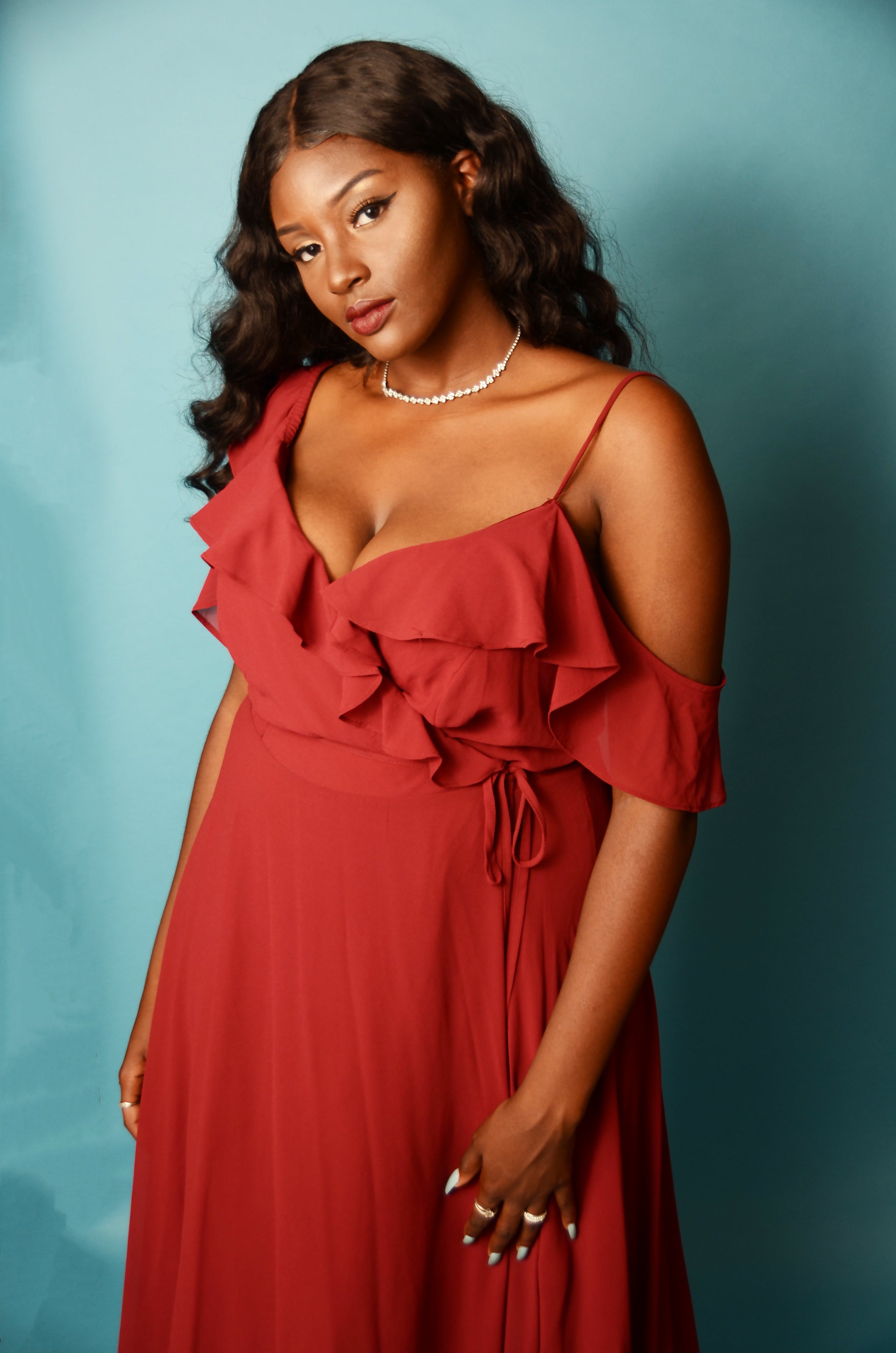 Red Ruffle Chiffon Maxi Dress 3x Red Ruffle Chiffon Maxi Dress 3x
