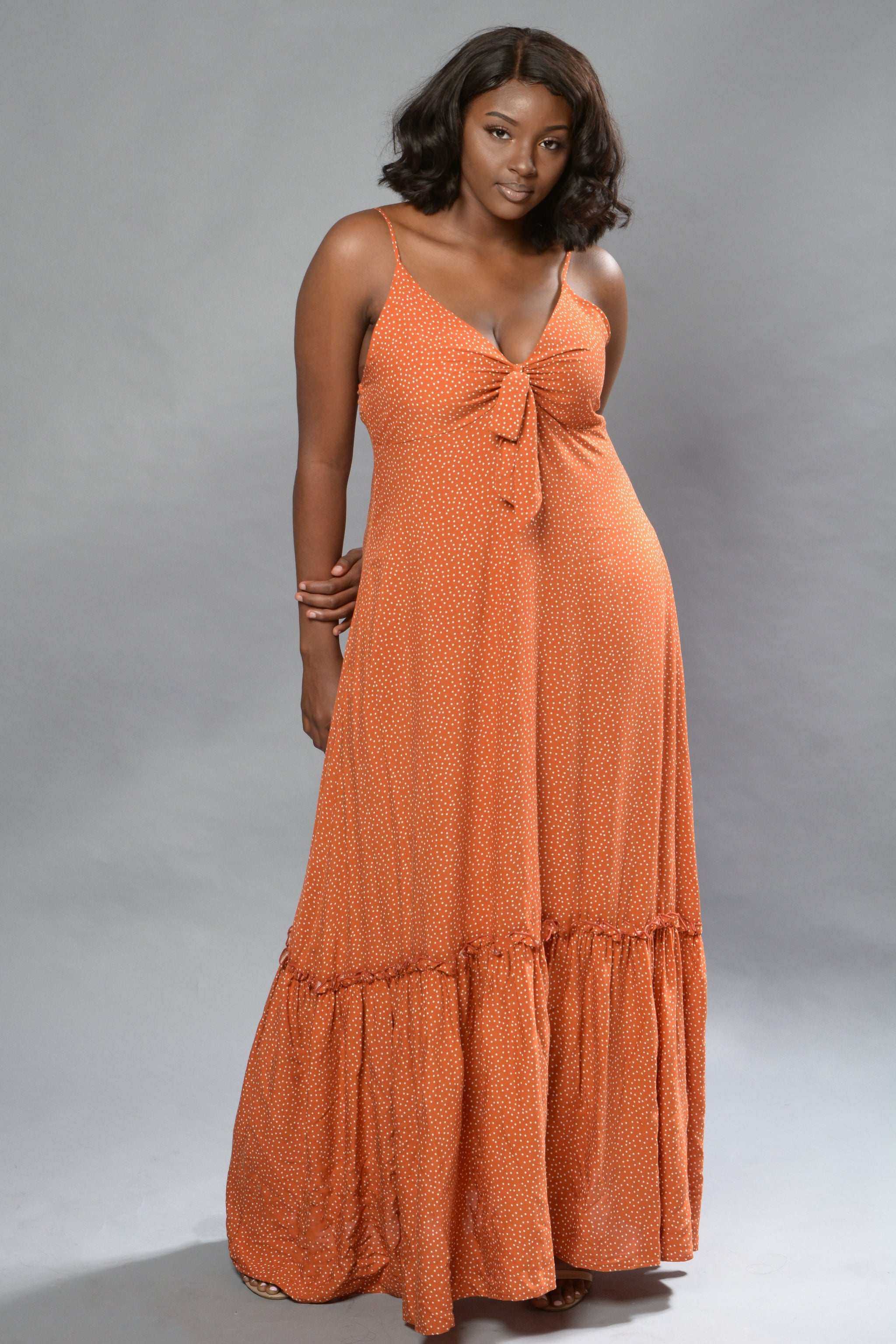 burnt orange polka dot dress Rust Polka Dot Dress Art of Her Hunt