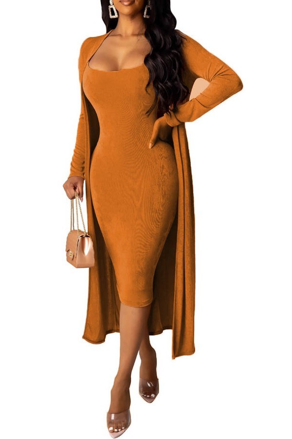 knee length dresses for ladies The Sweater Duster Midi Dress In Salt