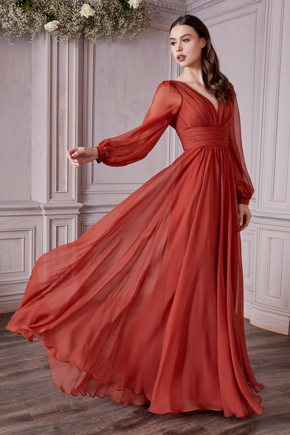 Sienna Long Sleeve Chiffon Gown XL(14/16) Sienna Long Sleeve Chiffon Gown XL(14/16)